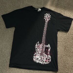 Guitar Skulls Black Short Sleeve Cotton No Boundaries T-Shirt Men's L